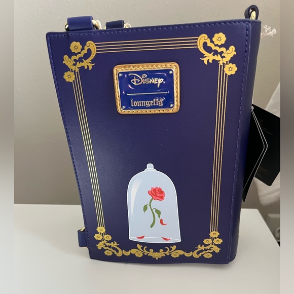 NWT Loungefly Purple and Gold Beauty and the Beast Backpack/Crossbody - Picture 6 of 8